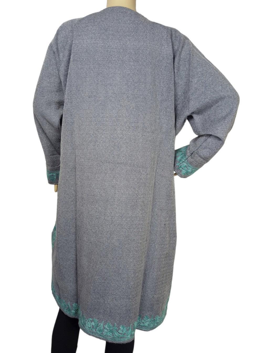 Women Yak Wool Faran | XXL Light Grey | V Neck - ZANSKAR ARTS