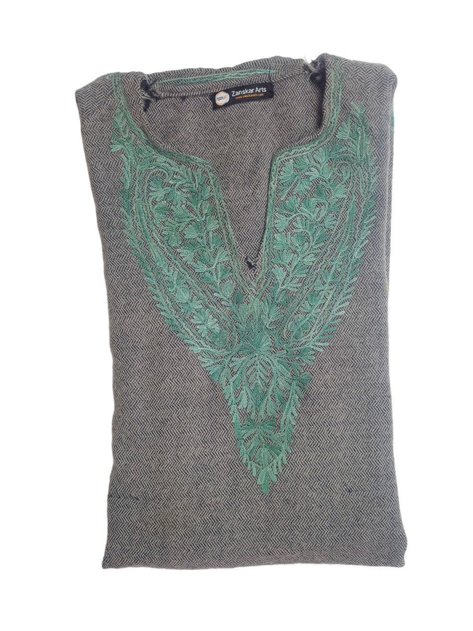 Women Yak Wool Faran | XXL Light Grey | V Neck - ZANSKAR ARTS