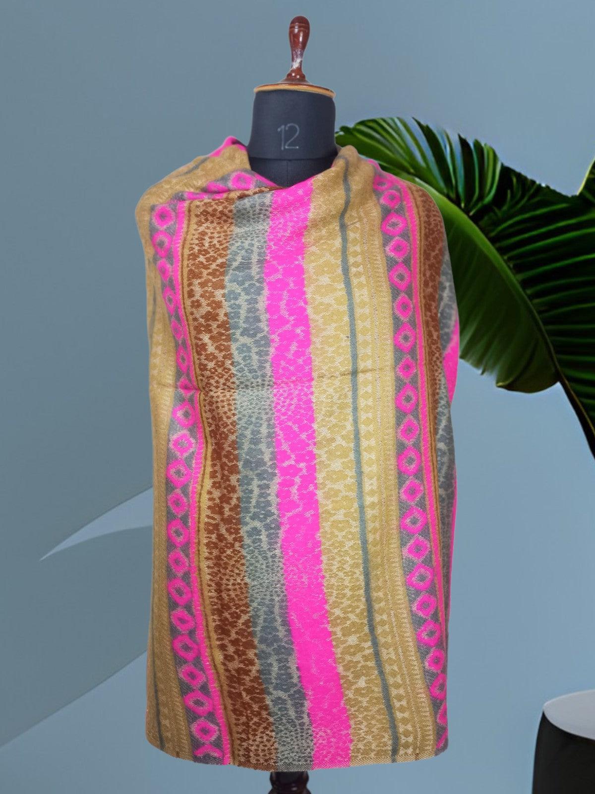 Tibet Yak Wool Shawl | Blanket Size | Multicolour - ZANSKAR ARTS