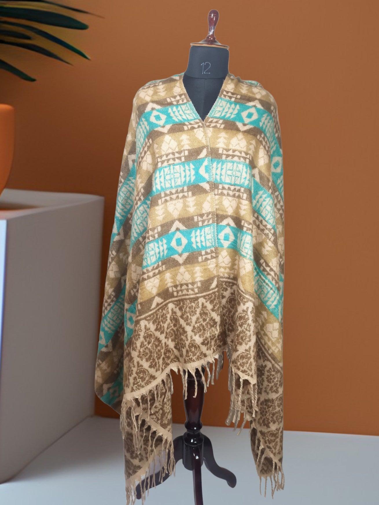 Tibet Yak Wool Shawl | Blanket Size | Multicolour - ZANSKAR ARTS
