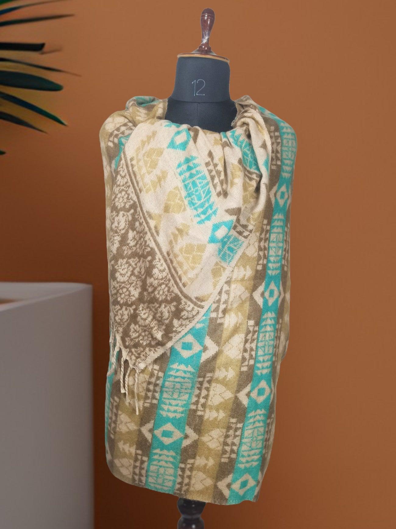 Tibet Yak Wool Shawl | Blanket Size | Multicolour - ZANSKAR ARTS