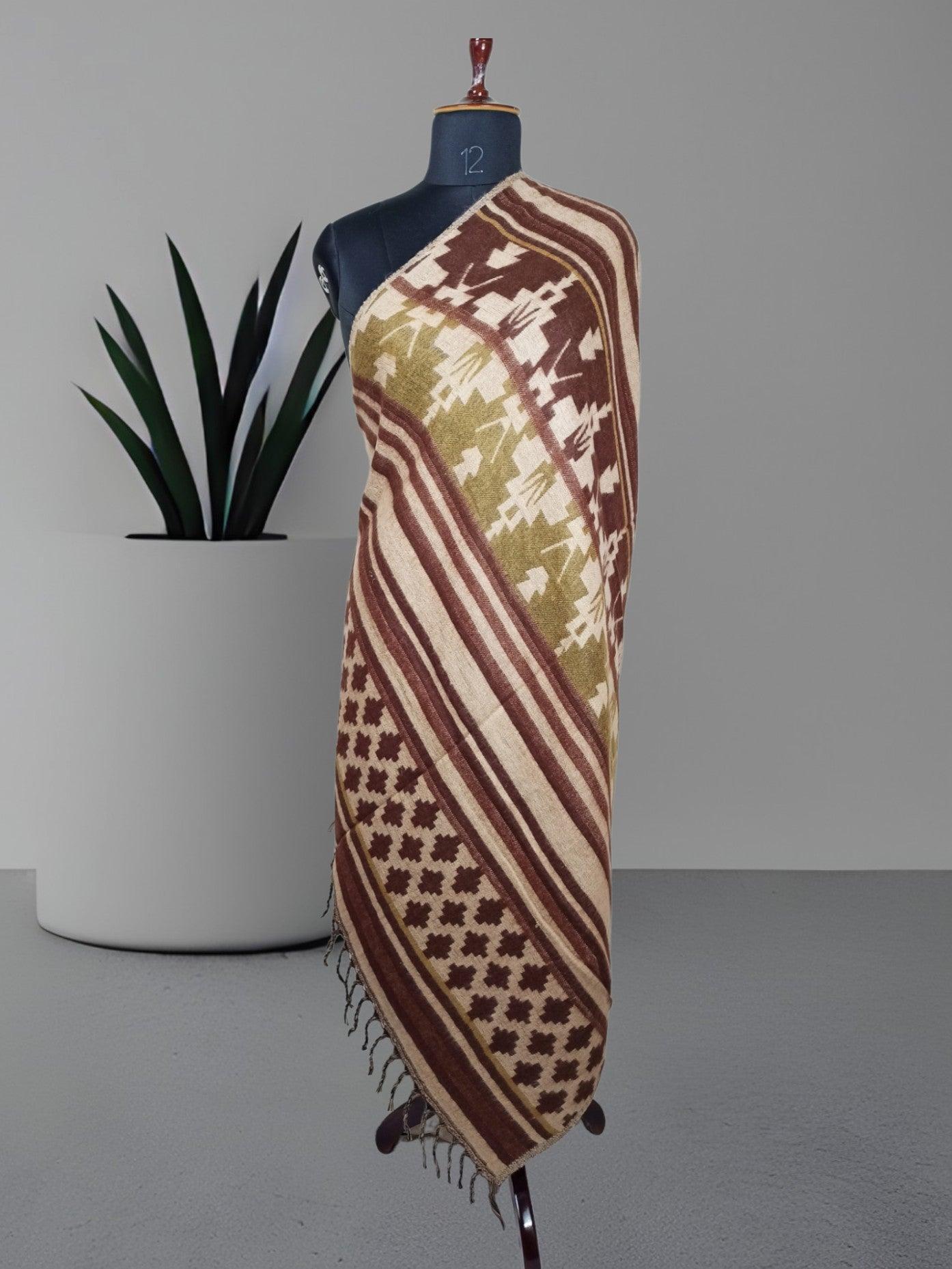 Tibet Yak Wool Shawl | Blanket Size | Multicolour - ZANSKAR ARTS