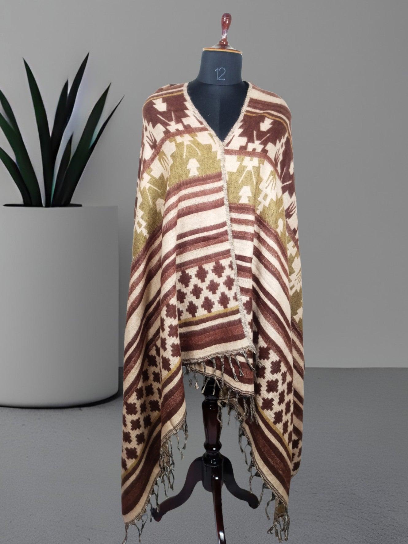 Tibet Yak Wool Shawl | Blanket Size | Multicolour - ZANSKAR ARTS