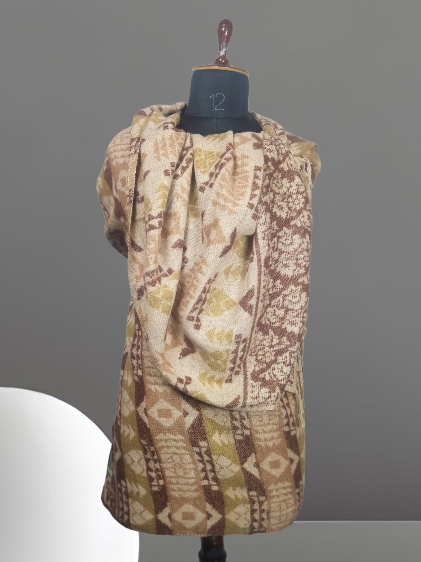 Tibet Yak Wool Shawl | Blanket Size | Multicolour - ZANSKAR ARTS