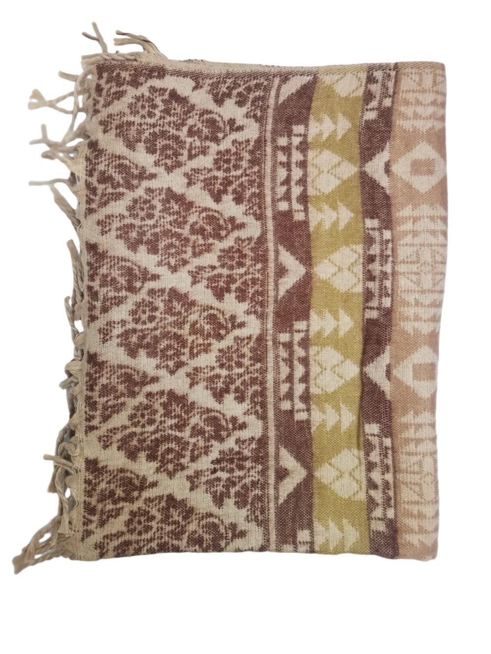 Tibet Yak Wool Shawl | Blanket Size | Multicolour - ZANSKAR ARTS