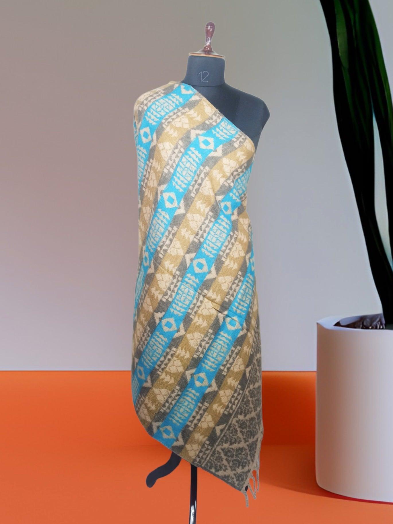 Tibet Yak Wool Shawl | Blanket Size | Multicolour - ZANSKAR ARTS