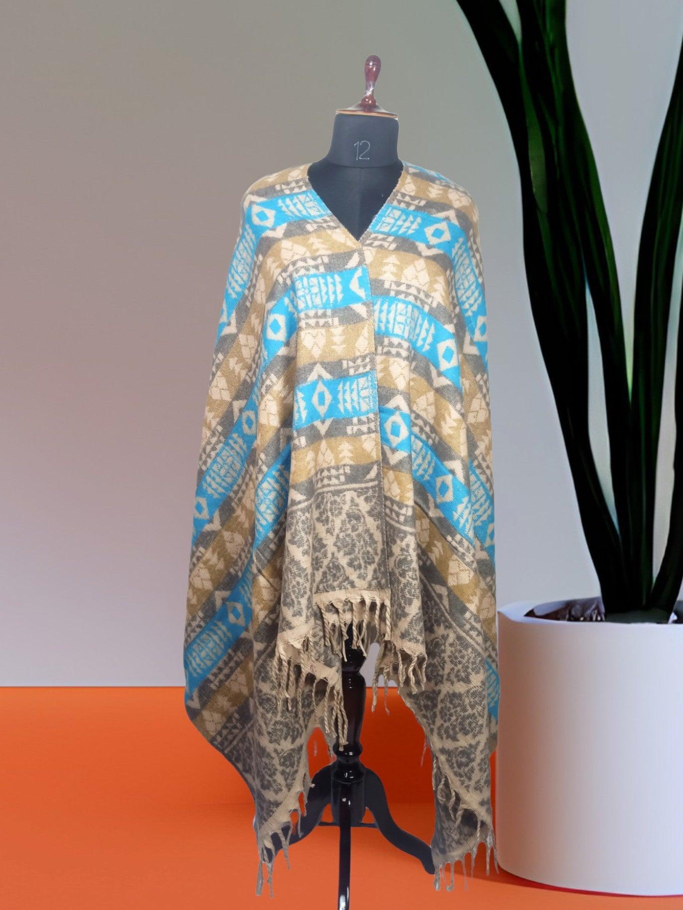 Tibet Yak Wool Shawl | Blanket Size | Multicolour - ZANSKAR ARTS