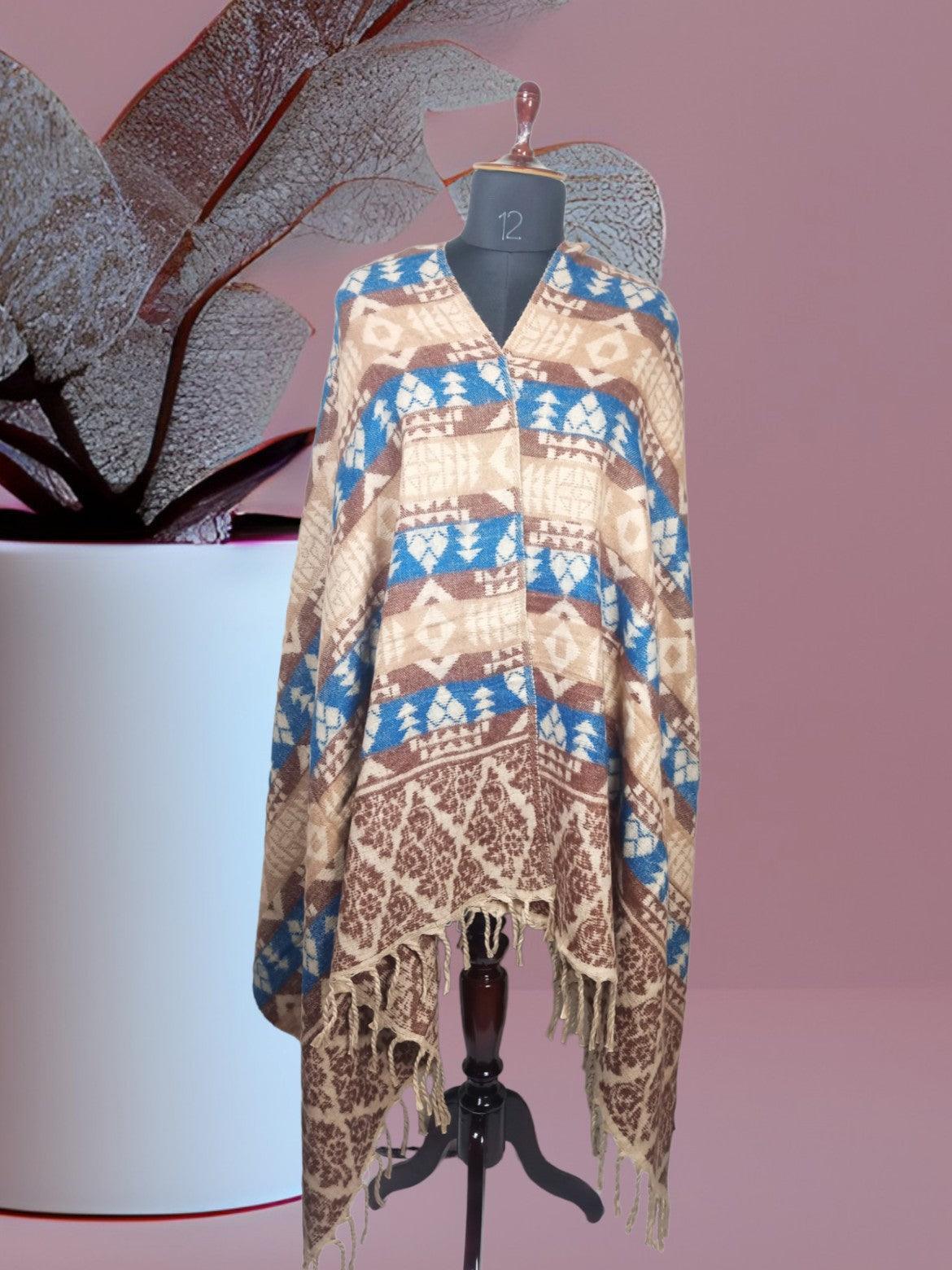 Tibet Yak Wool Shawl | Blanket Size | Multicolour - ZANSKAR ARTS