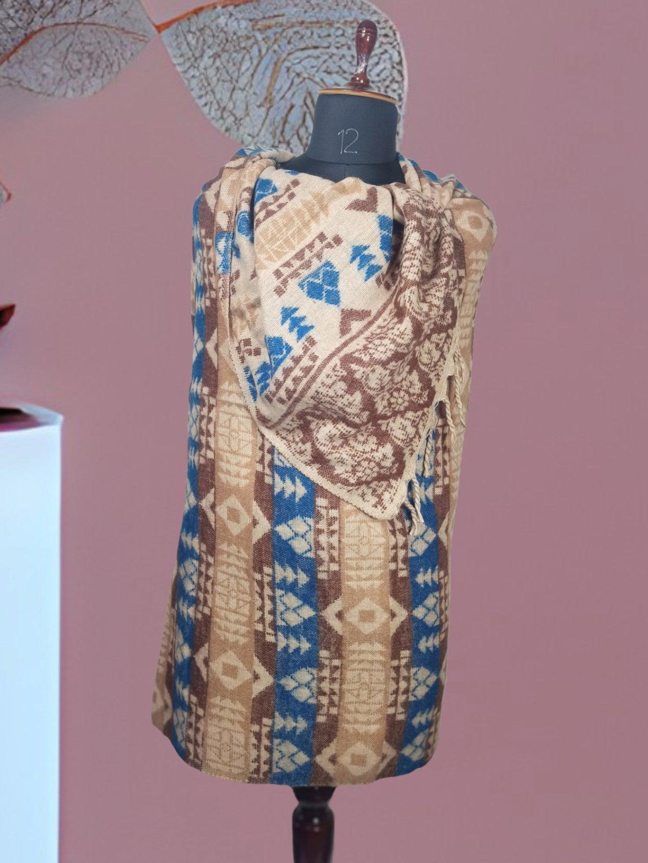 Tibet Yak Wool Shawl | Blanket Size | Multicolour - ZANSKAR ARTS