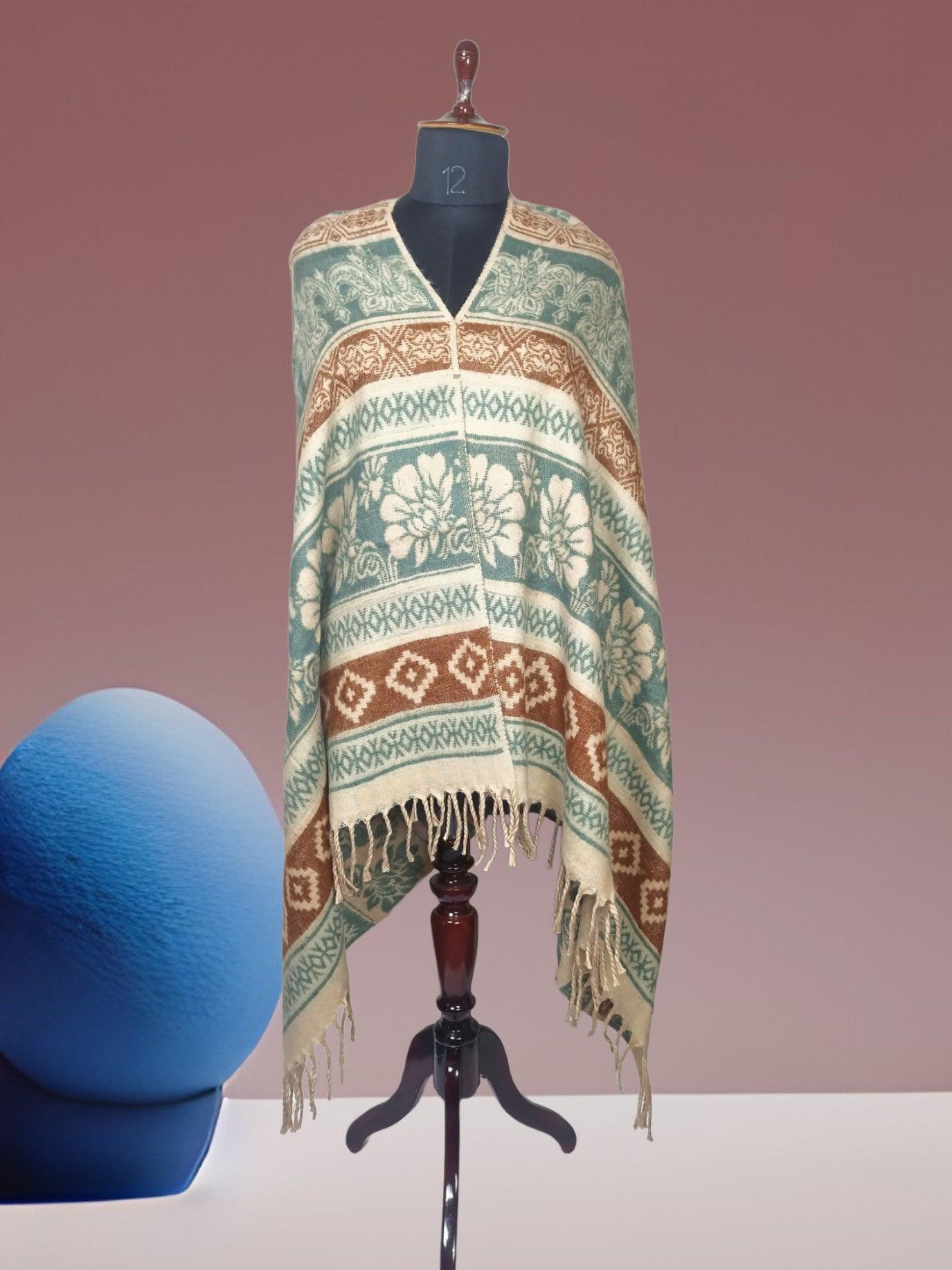 Tibet Yak Wool Shawl | Blanket Size | Multicolour - ZANSKAR ARTS
