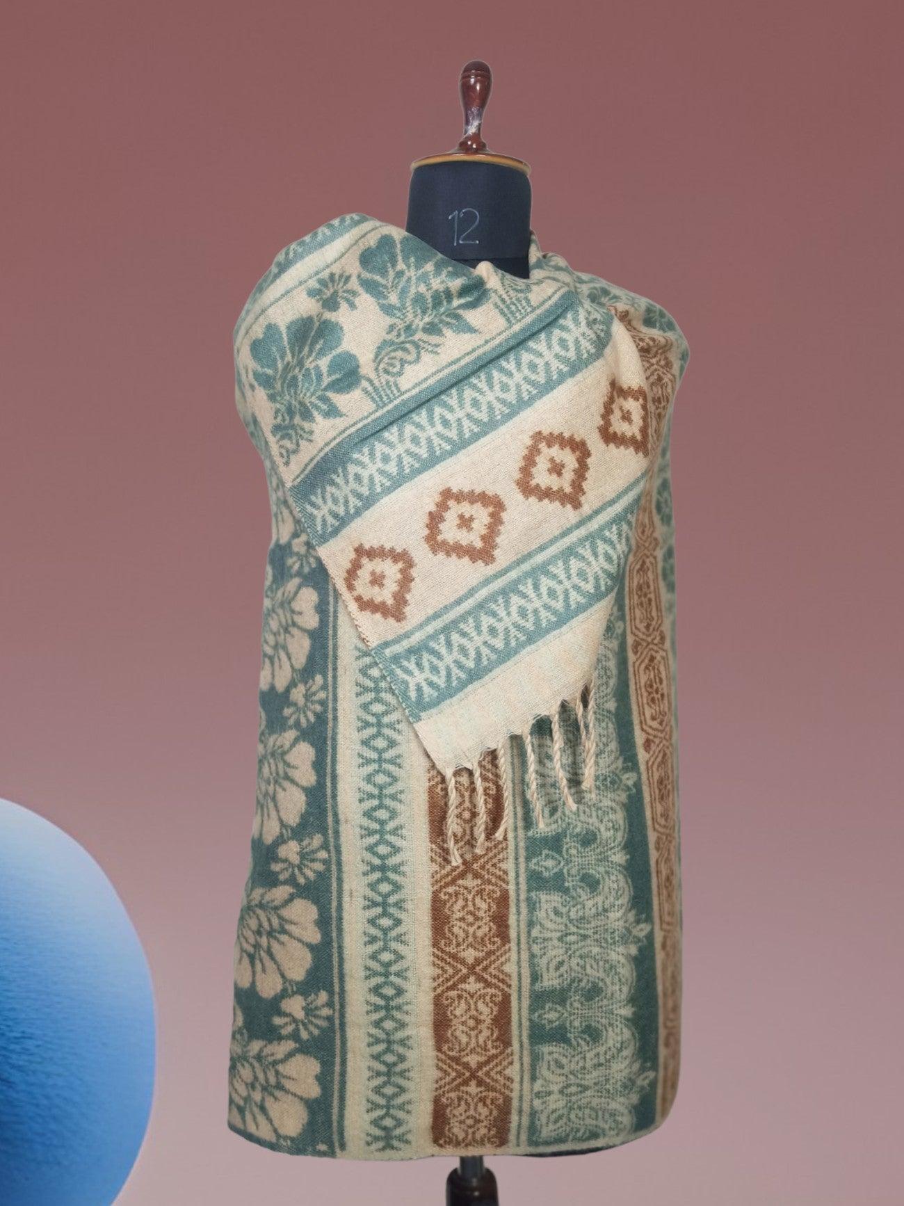 Tibet Yak Wool Shawl | Blanket Size | Multicolour - ZANSKAR ARTS