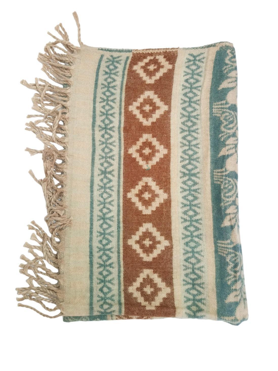 Tibet Yak Wool Shawl | Blanket Size | Multicolour - ZANSKAR ARTS