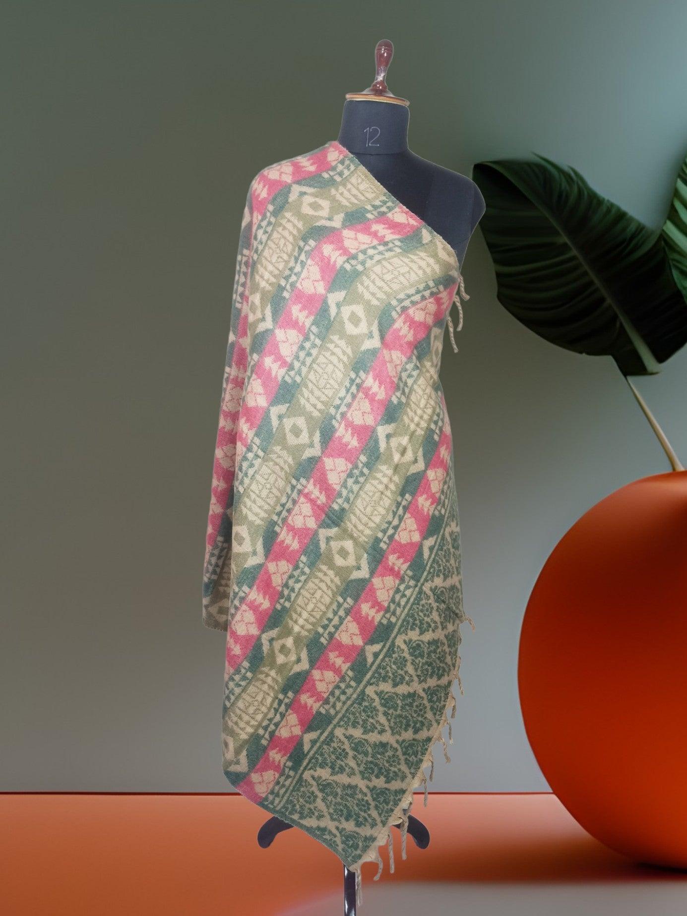 Tibet Yak Wool Shawl | Blanket Size | Multicolour - ZANSKAR ARTS