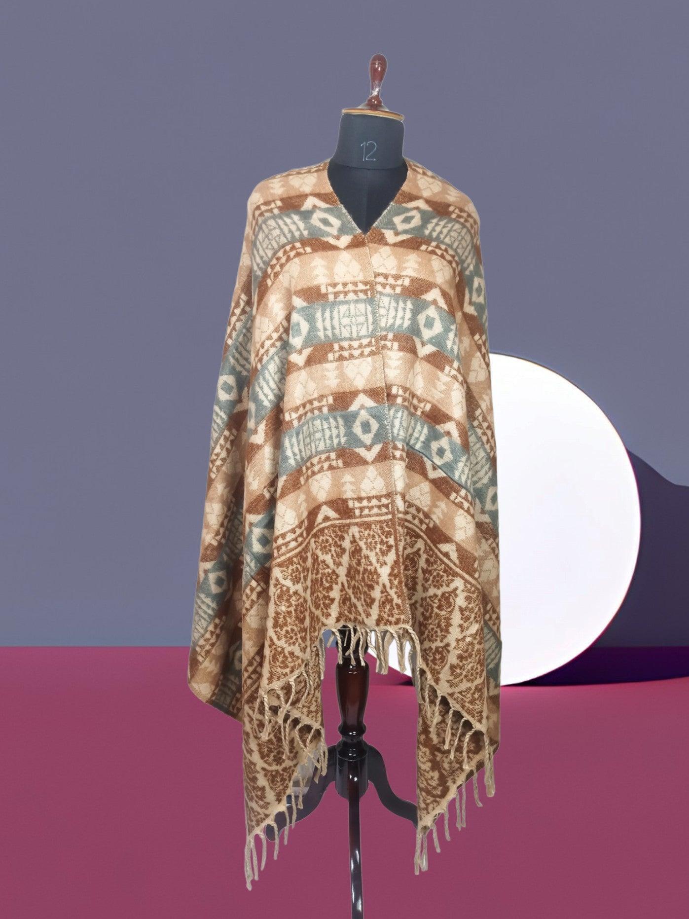 Tibet Yak Wool Shawl | Blanket Size | Multicolour - ZANSKAR ARTS