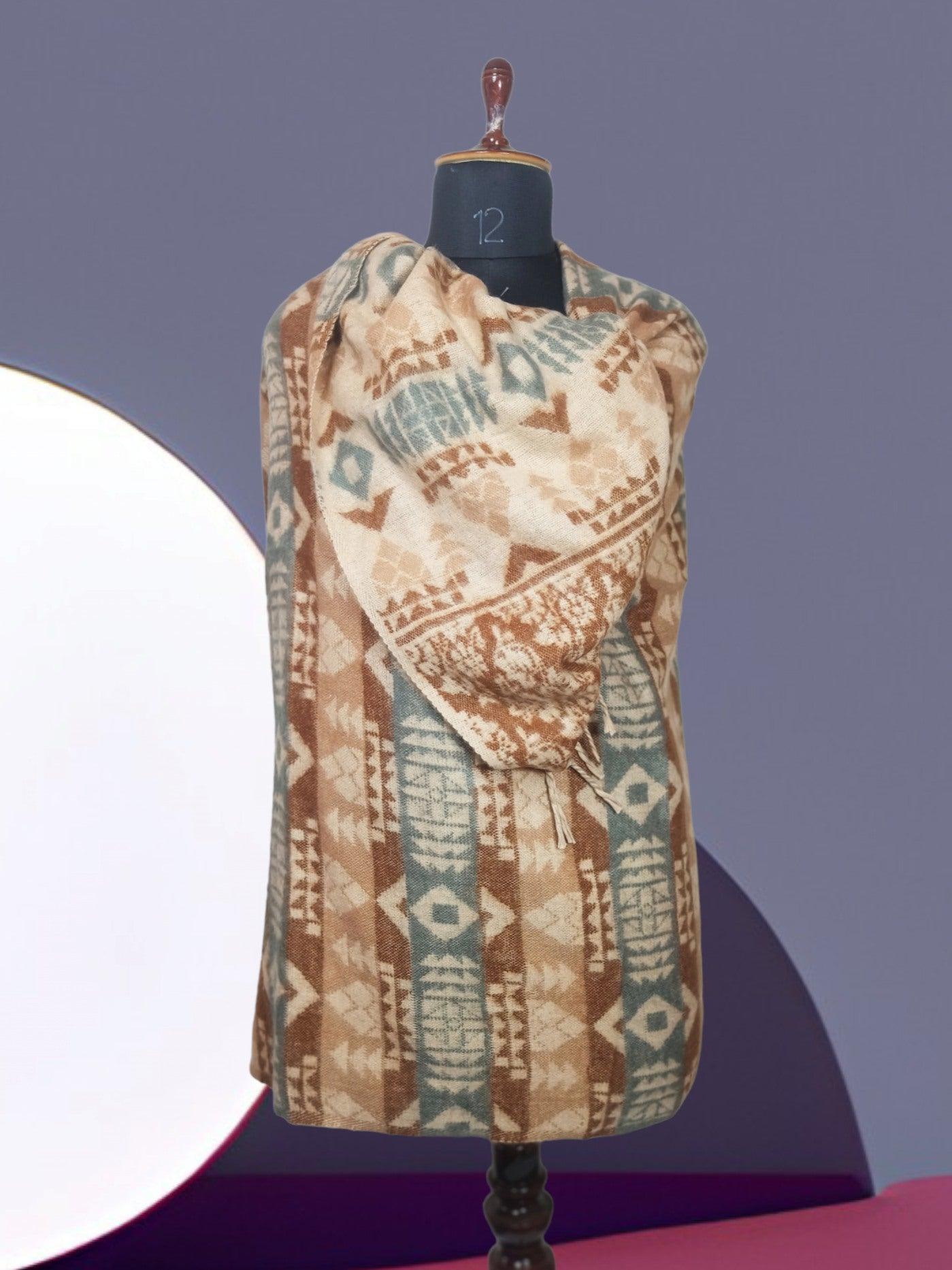 Tibet Yak Wool Shawl | Blanket Size | Multicolour - ZANSKAR ARTS