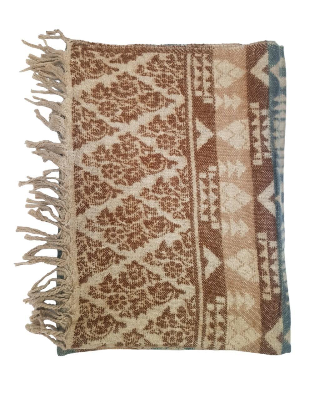 Tibet Yak Wool Shawl | Blanket Size | Multicolour - ZANSKAR ARTS