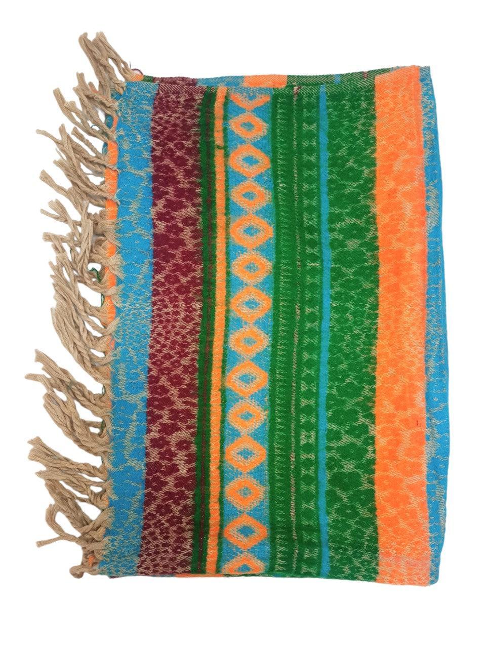 Tibet Yak Wool Shawl | Blanket Size | Multicolour - ZANSKAR ARTS