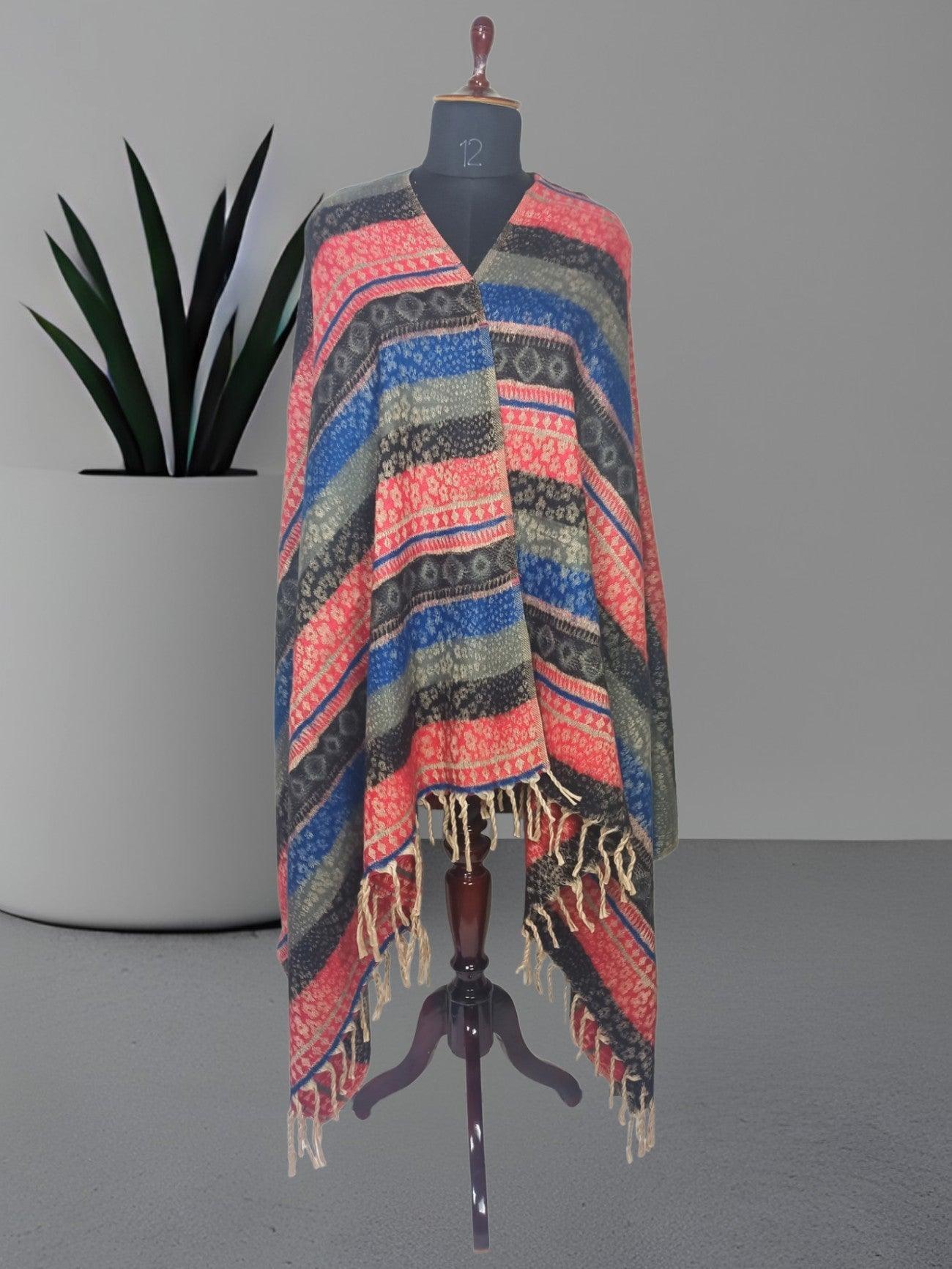 Tibet Yak Wool Shawl | Blanket Size | Multicolour - ZANSKAR ARTS