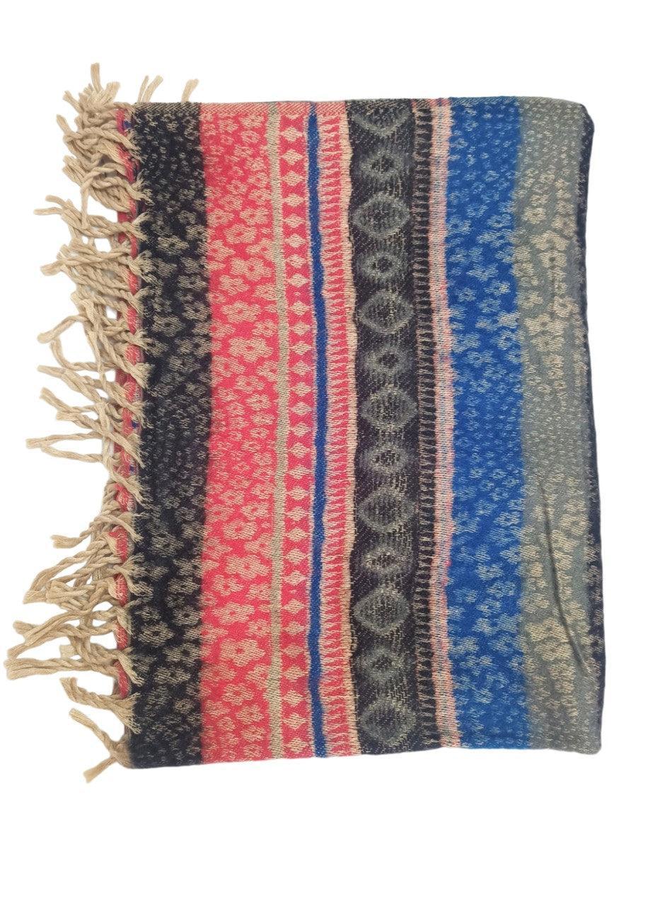 Tibet Yak Wool Shawl | Blanket Size | Multicolour - ZANSKAR ARTS