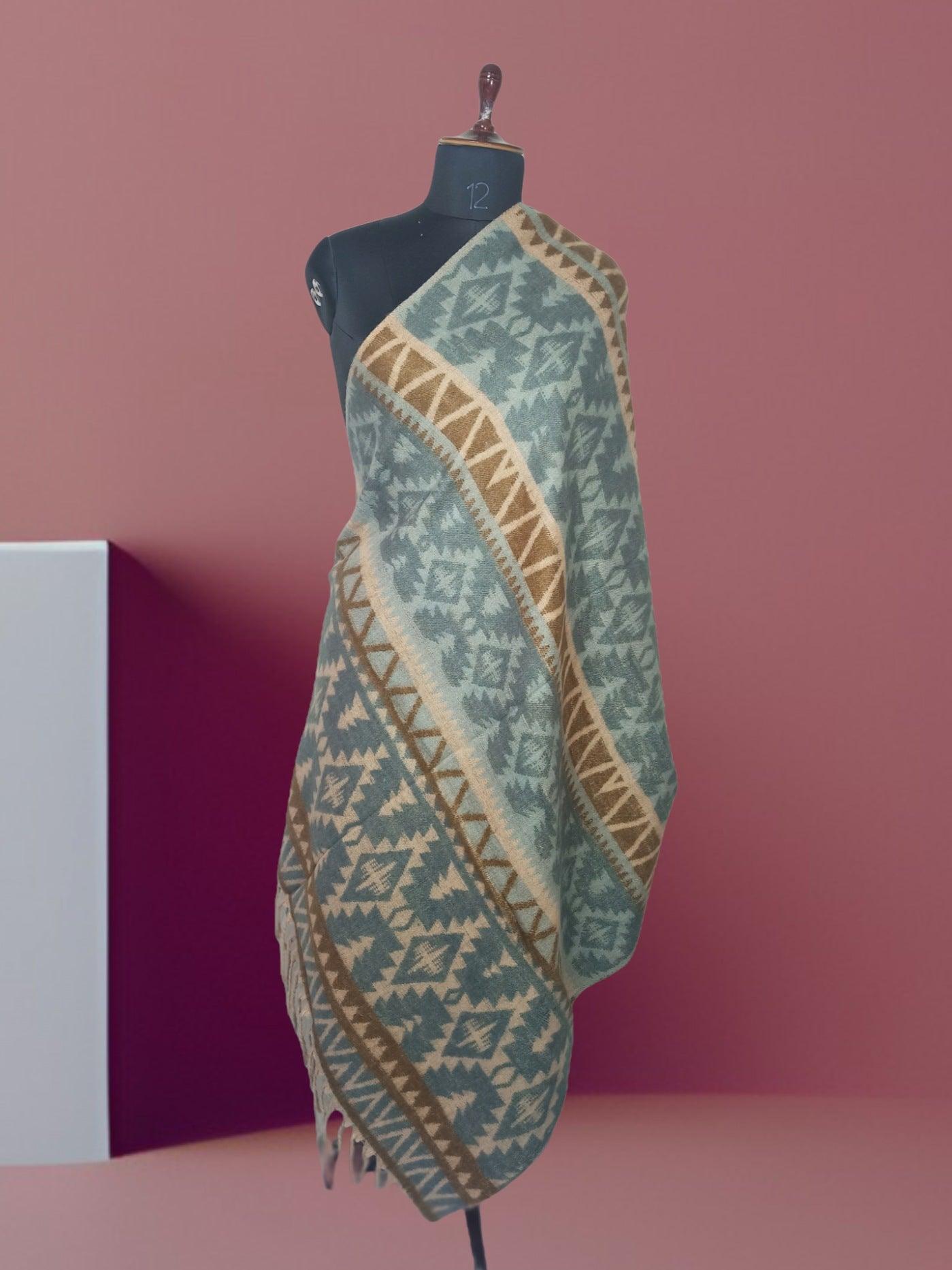 Tibet Yak Wool Shawl | Blanket Size | Multicolour - ZANSKAR ARTS