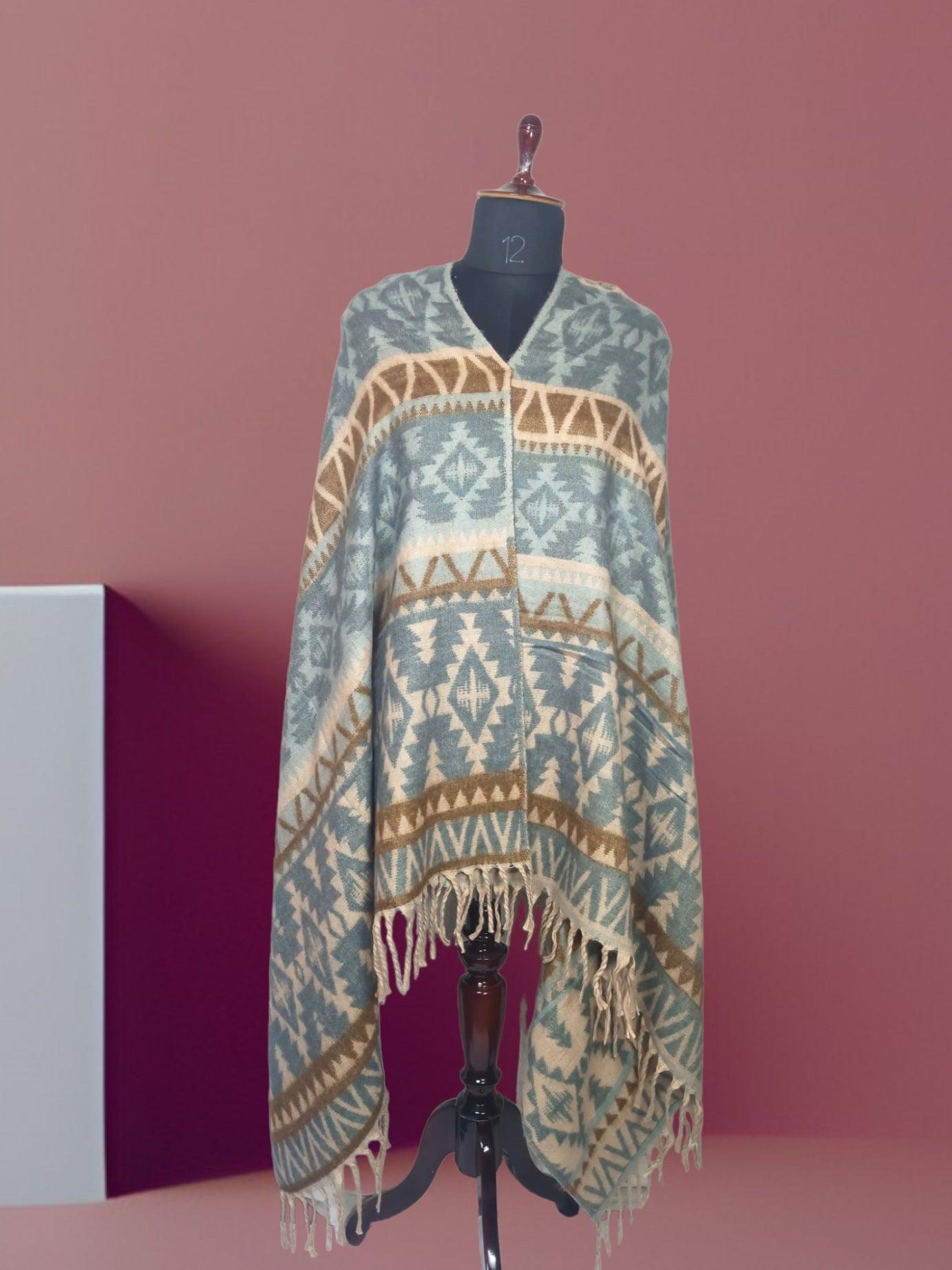 Tibet Yak Wool Shawl | Blanket Size | Multicolour - ZANSKAR ARTS