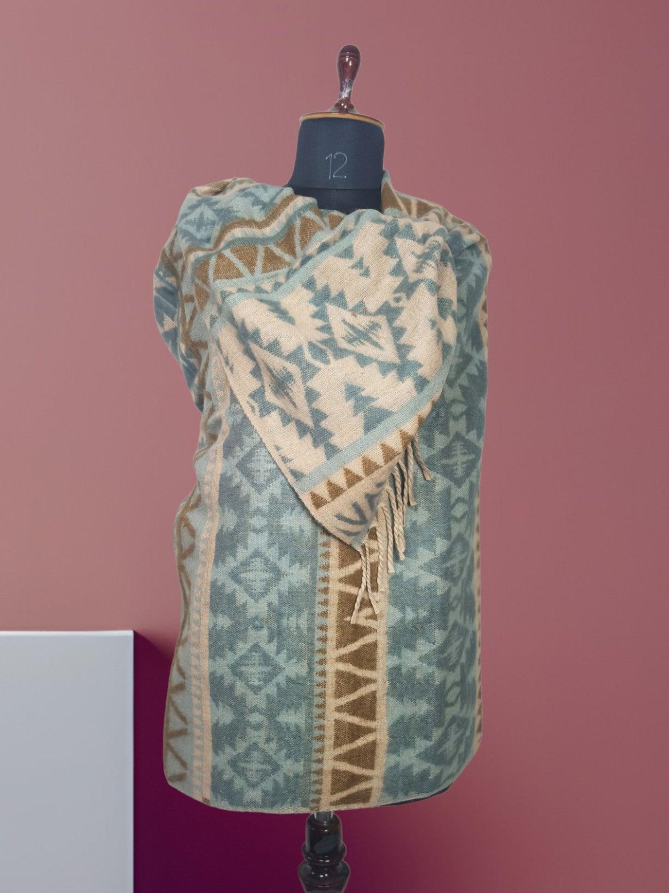 Tibet Yak Wool Shawl | Blanket Size | Multicolour - ZANSKAR ARTS