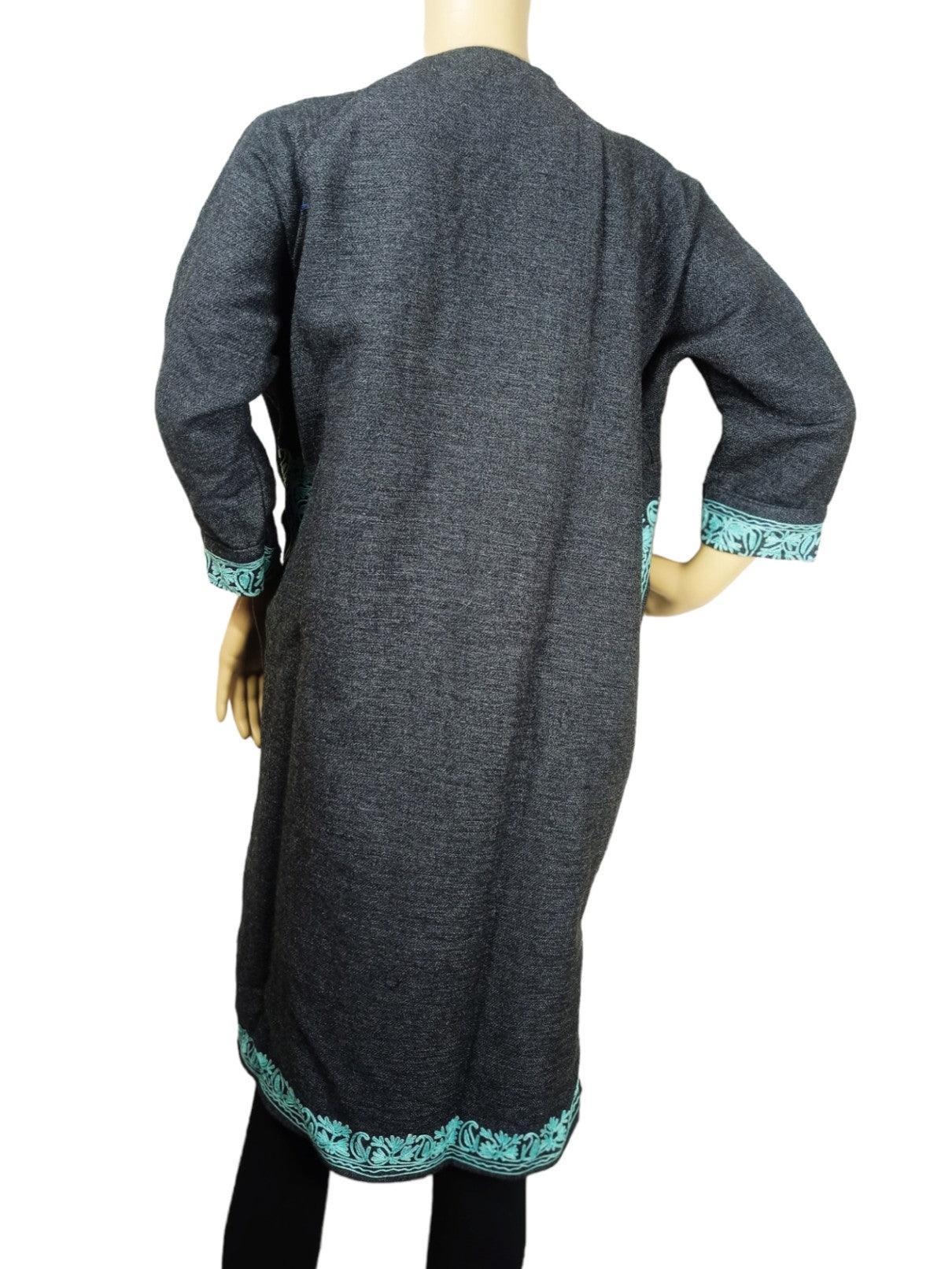 Kids Yak Wool Faran (Pheran) | S Dark Grey | V Neck - ZANSKAR ARTS