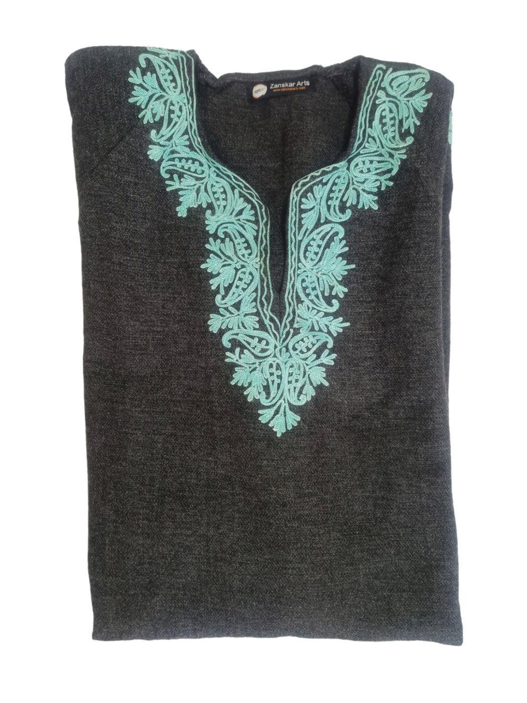 Kids Yak Wool Faran (Pheran) | S Dark Grey | V Neck - ZANSKAR ARTS