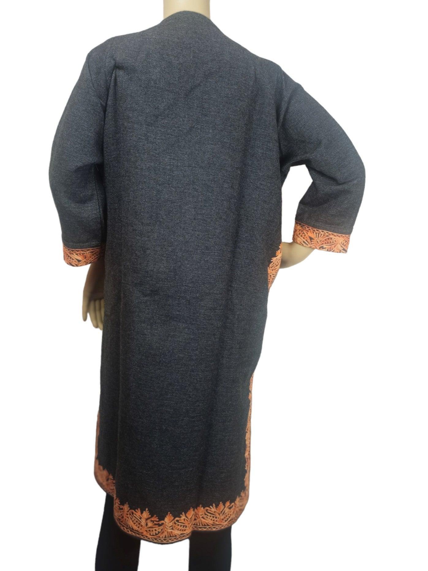 Kids Yak Wool Faran (Pheran) | L Dark Grey | V Neck - ZANSKAR ARTS