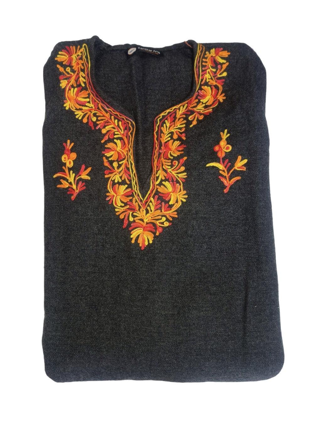 Kids Yak Wool Faran (Pheran) | S Grey | V Neck - ZANSKAR ARTS