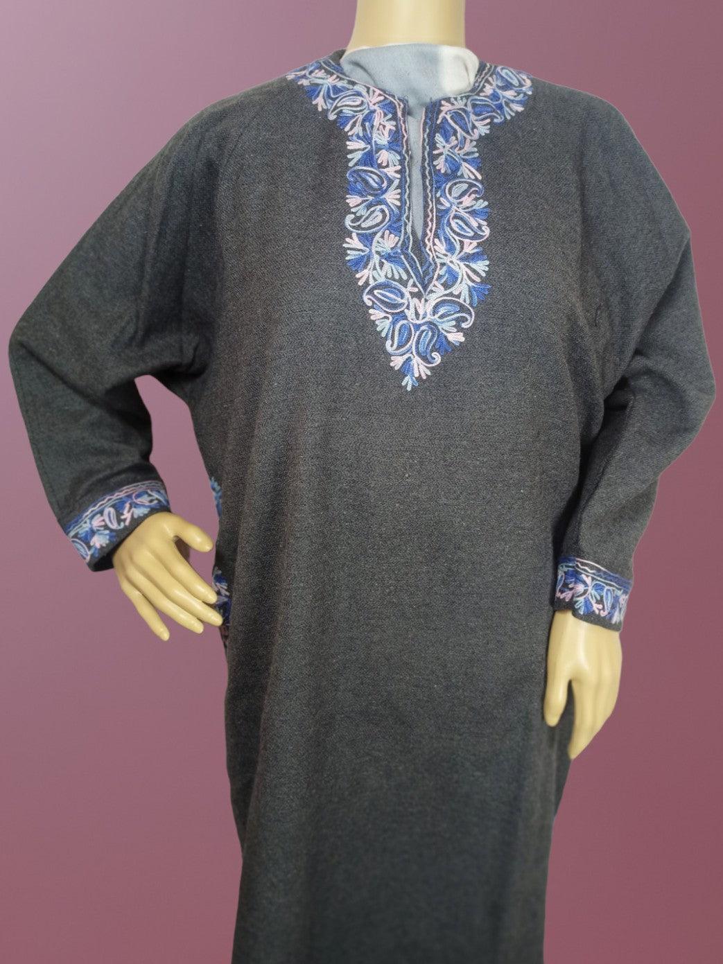 Women Yak Wool Faran | XL Grey | V Neck - ZANSKAR ARTS