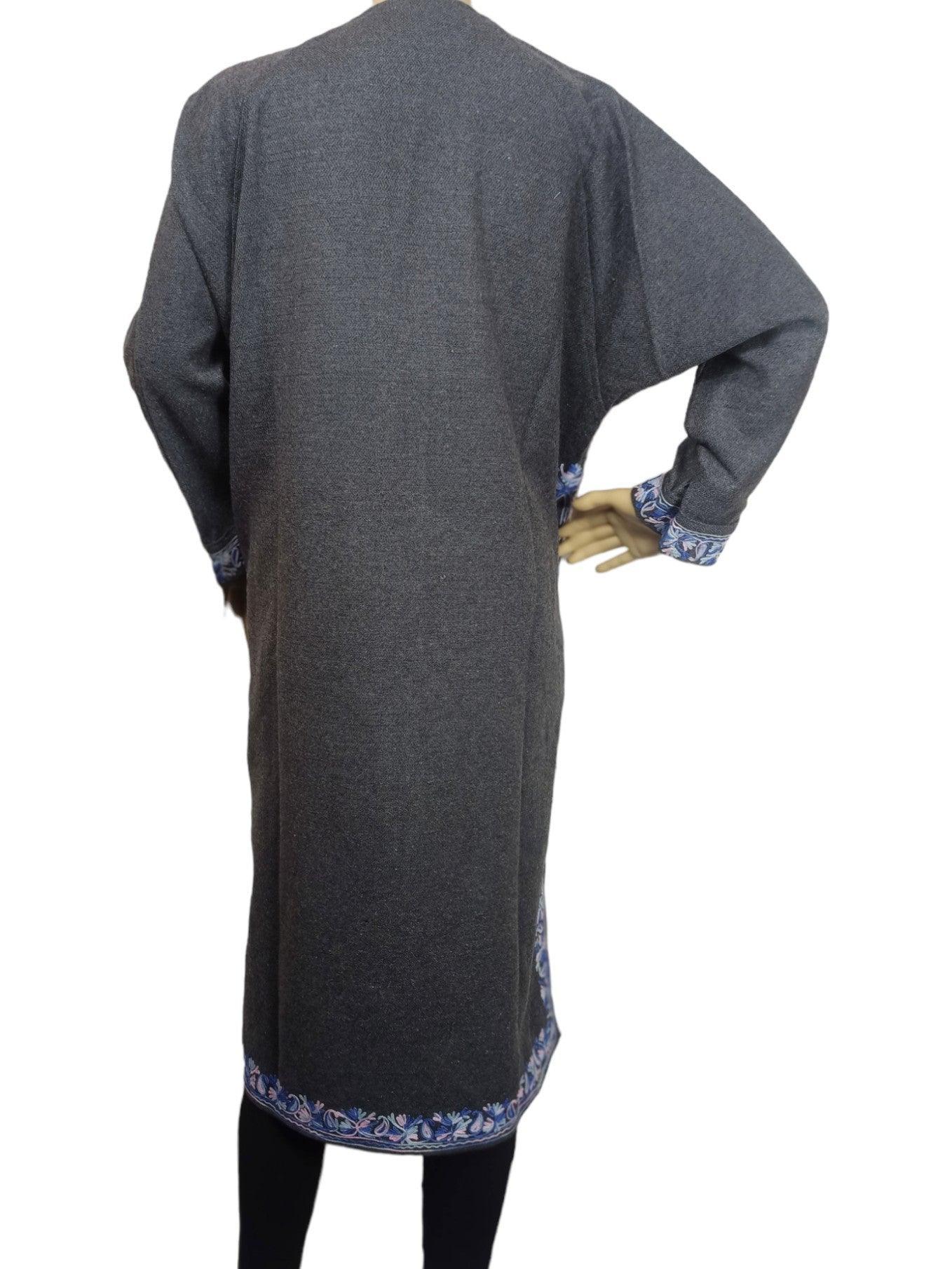 Women Yak Wool Faran | XL Grey | V Neck - ZANSKAR ARTS