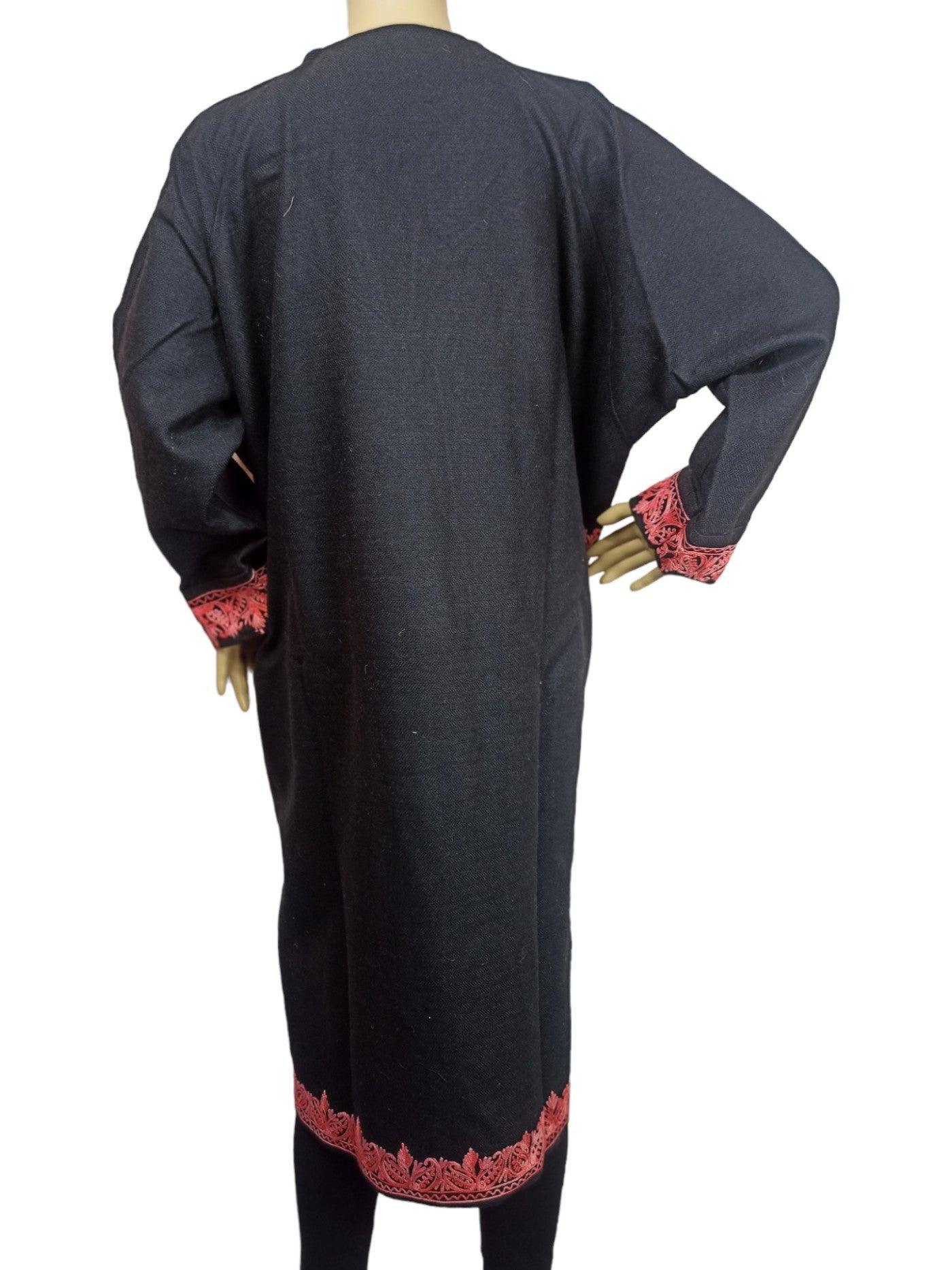 Women Yak Wool Faran | XXL Dark Black | V Neck - ZANSKAR ARTS