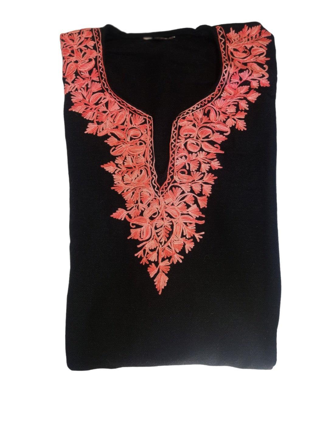 Women Yak Wool Faran | XXL Dark Black | V Neck - ZANSKAR ARTS