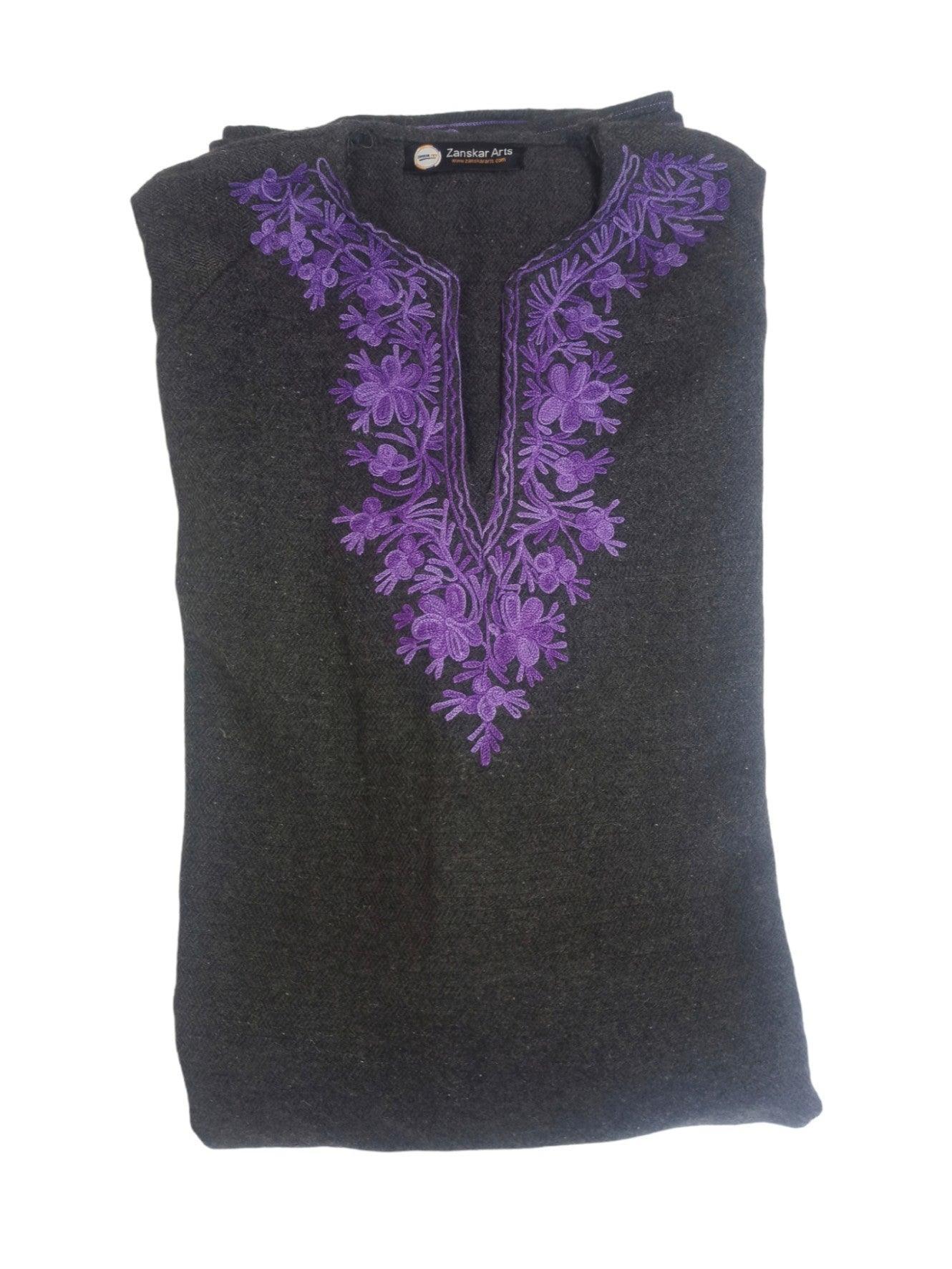 Women Yak Wool Faran | XL Grey | V Neck - ZANSKAR ARTS