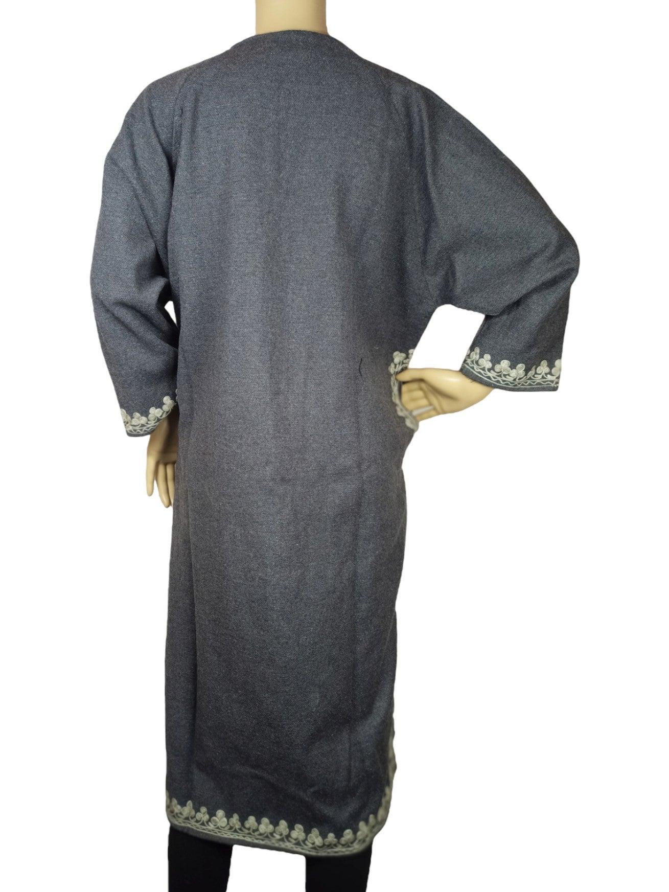 Women Yak Wool Faran | XL Grey | V Neck - ZANSKAR ARTS