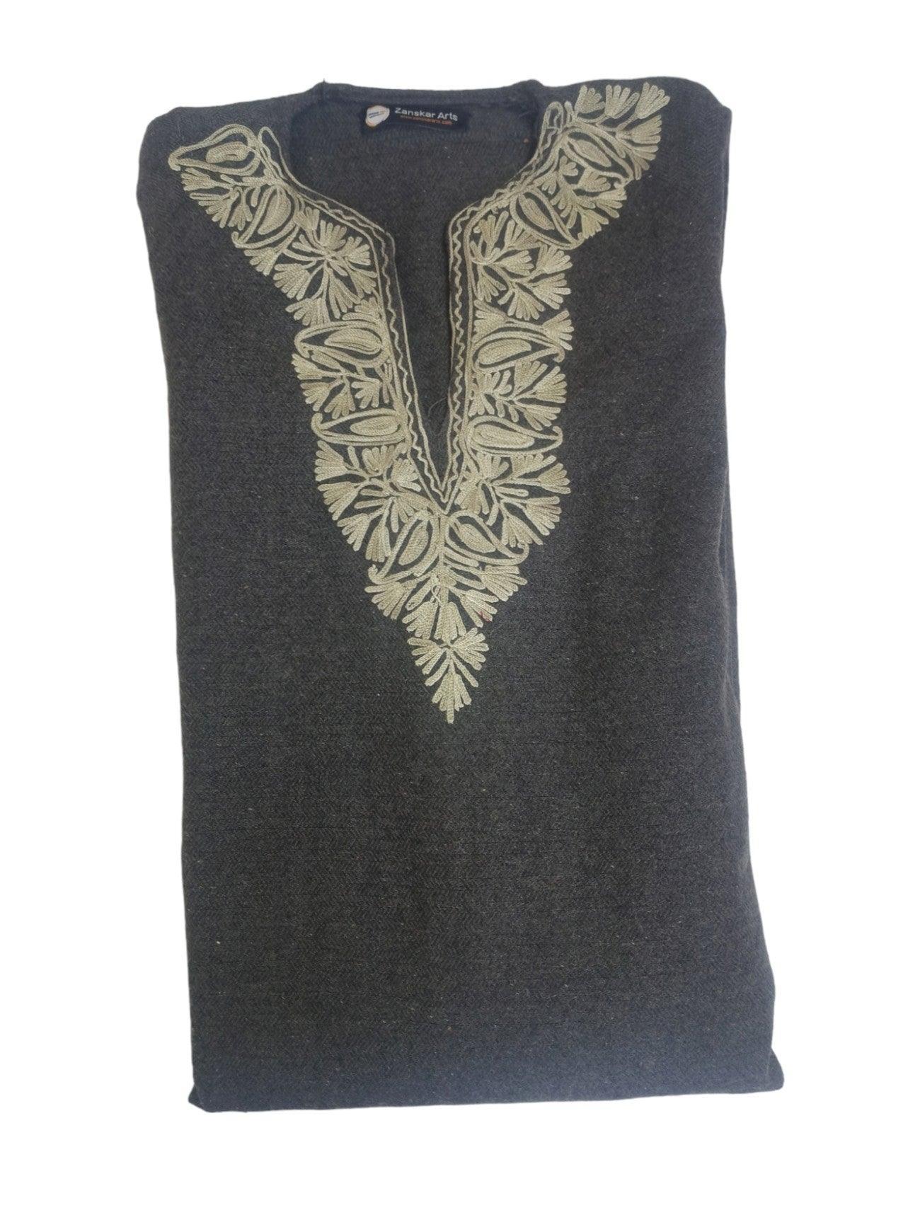 Women Yak Wool Faran | XL Grey | V Neck - ZANSKAR ARTS