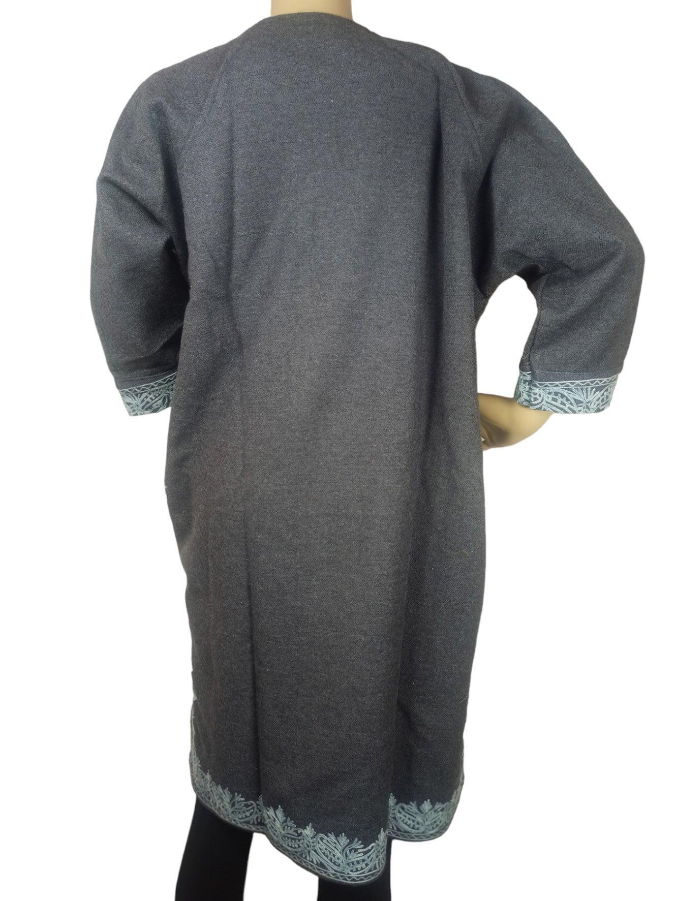 Women Yak Wool Faran | XL Grey | V Neck - ZANSKAR ARTS