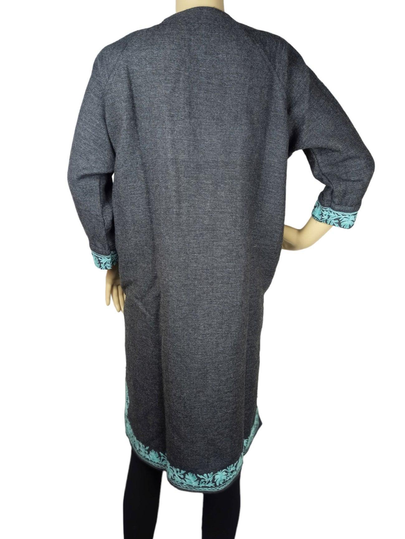 Kids Yak Wool Faran (Pheran) | S Dark Grey | V Neck - ZANSKAR ARTS