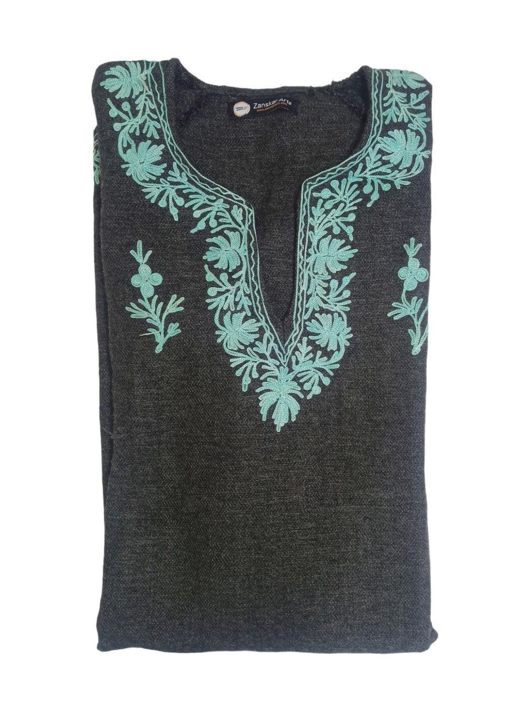 Kids Yak Wool Faran (Pheran) | S Dark Grey | V Neck - ZANSKAR ARTS