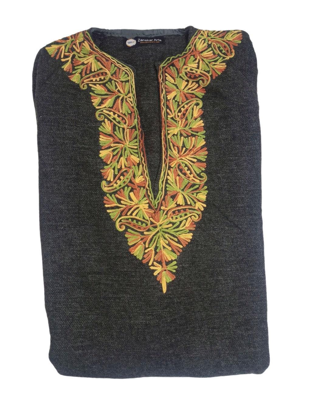 Kids Yak Wool Faran (Pheran) | L Dark Grey | V Neck - ZANSKAR ARTS