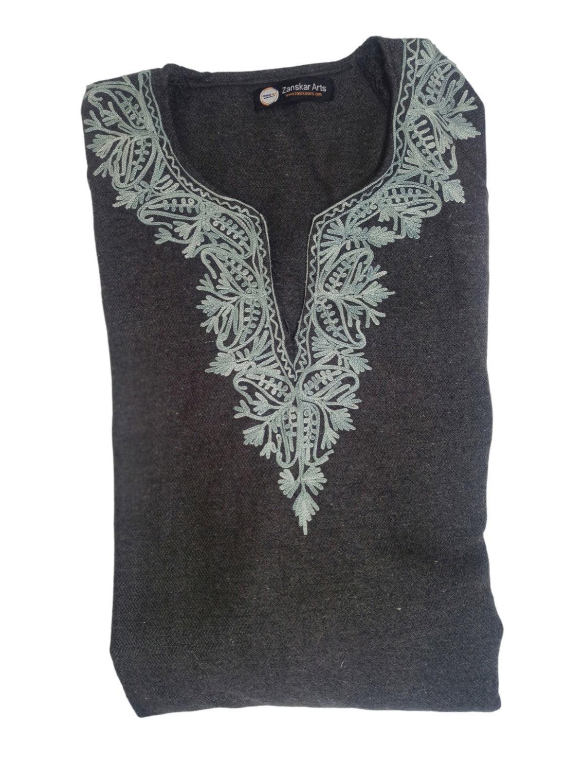 Women Yak Wool Faran | XL Grey | V Neck - ZANSKAR ARTS