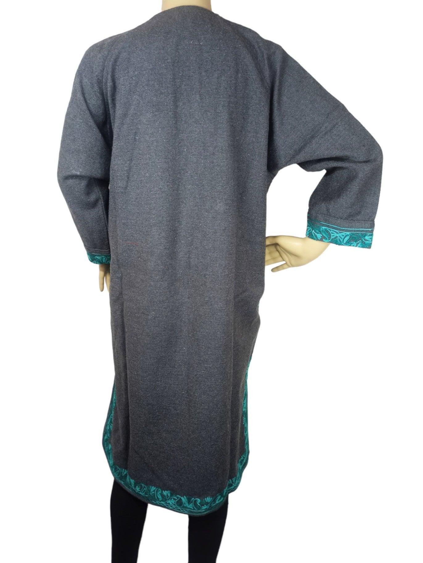 Women Yak Wool Faran | XL Grey | V Neck - ZANSKAR ARTS