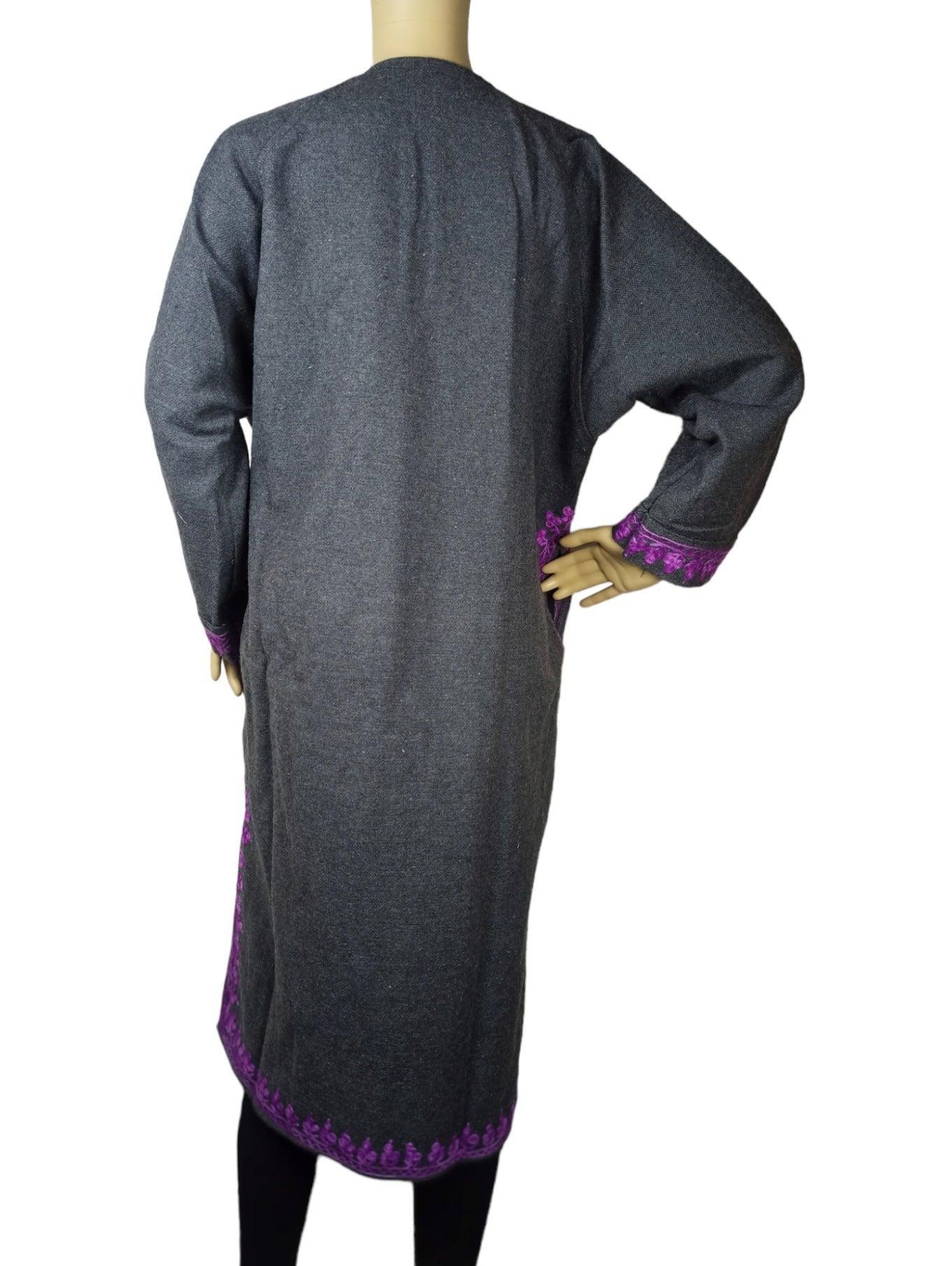 Women Yak Wool Faran | XL Grey | V Neck - ZANSKAR ARTS