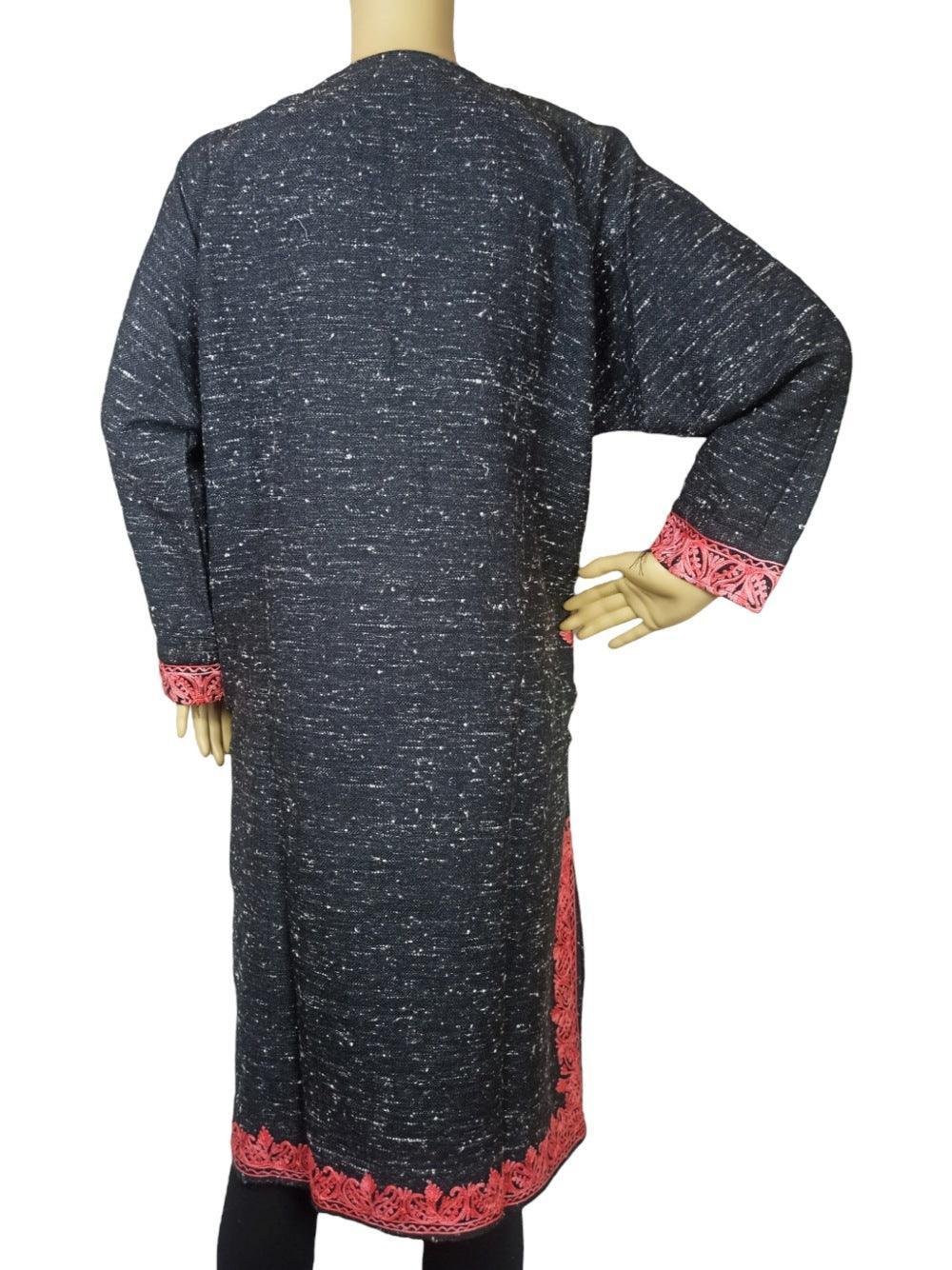 Women Yak Wool Faran | XL Natural Black | V Neck - ZANSKAR ARTS
