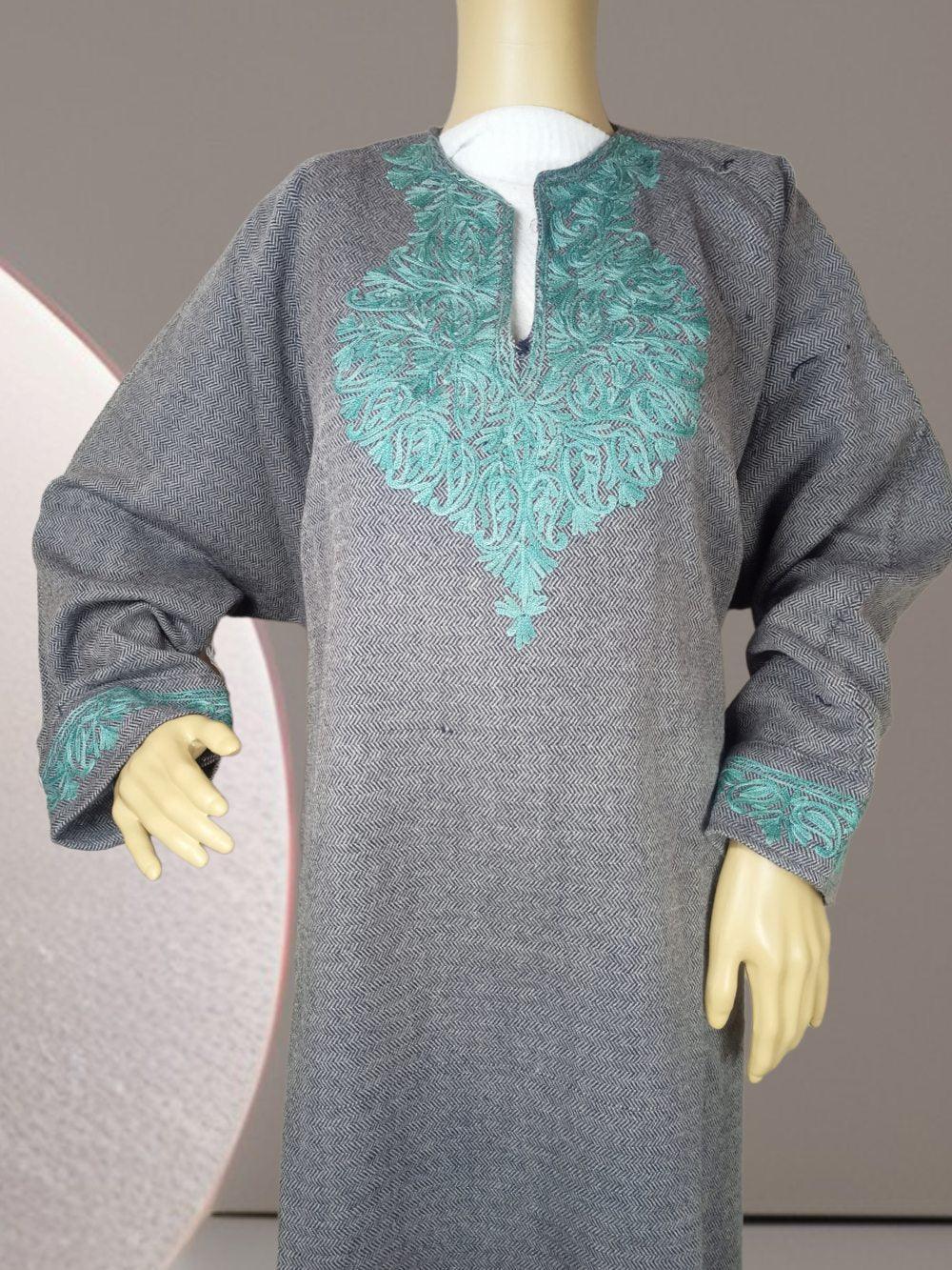 Women Yak Wool Faran | XXL Grey | V Neck - ZANSKAR ARTS