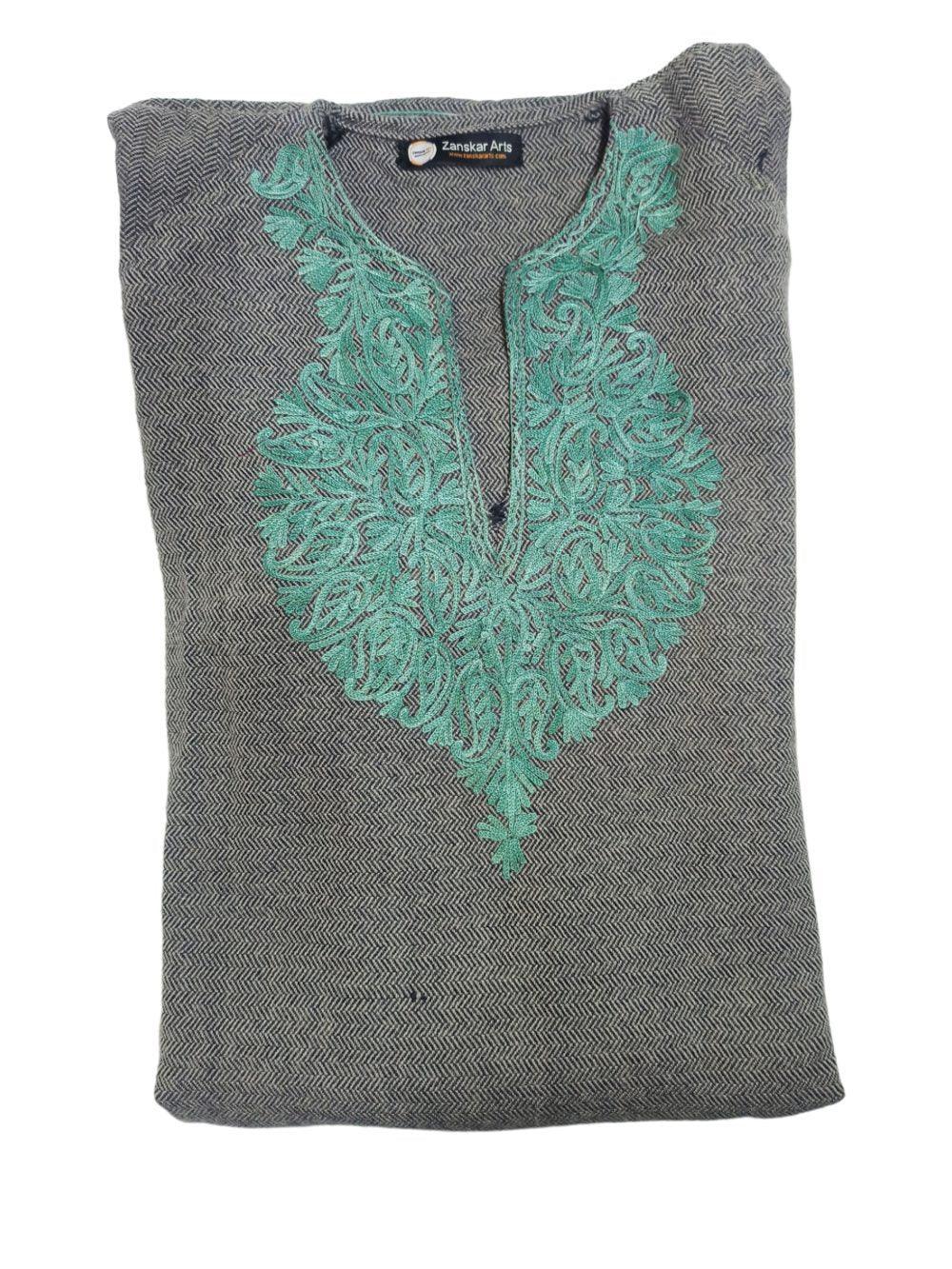 Women Yak Wool Faran | XXL Grey | V Neck - ZANSKAR ARTS