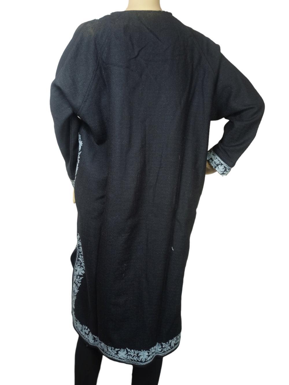 Women Yak Wool Faran | XL Dark Black | V Neck - ZANSKAR ARTS