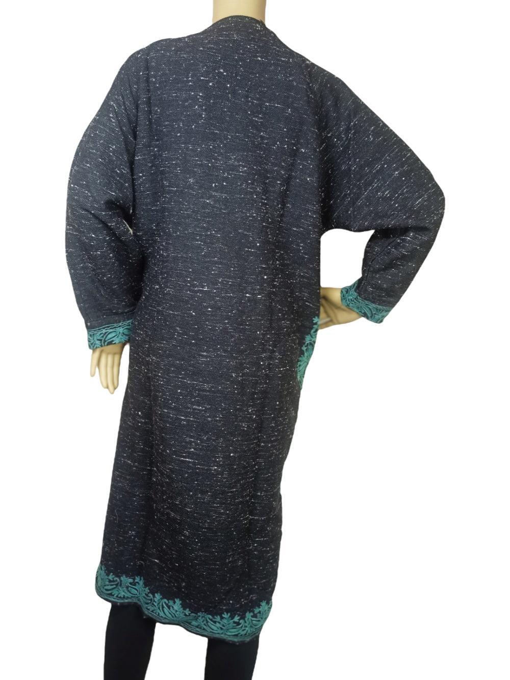 Women Yak Wool Faran | XL Natural Black | V Neck - ZANSKAR ARTS