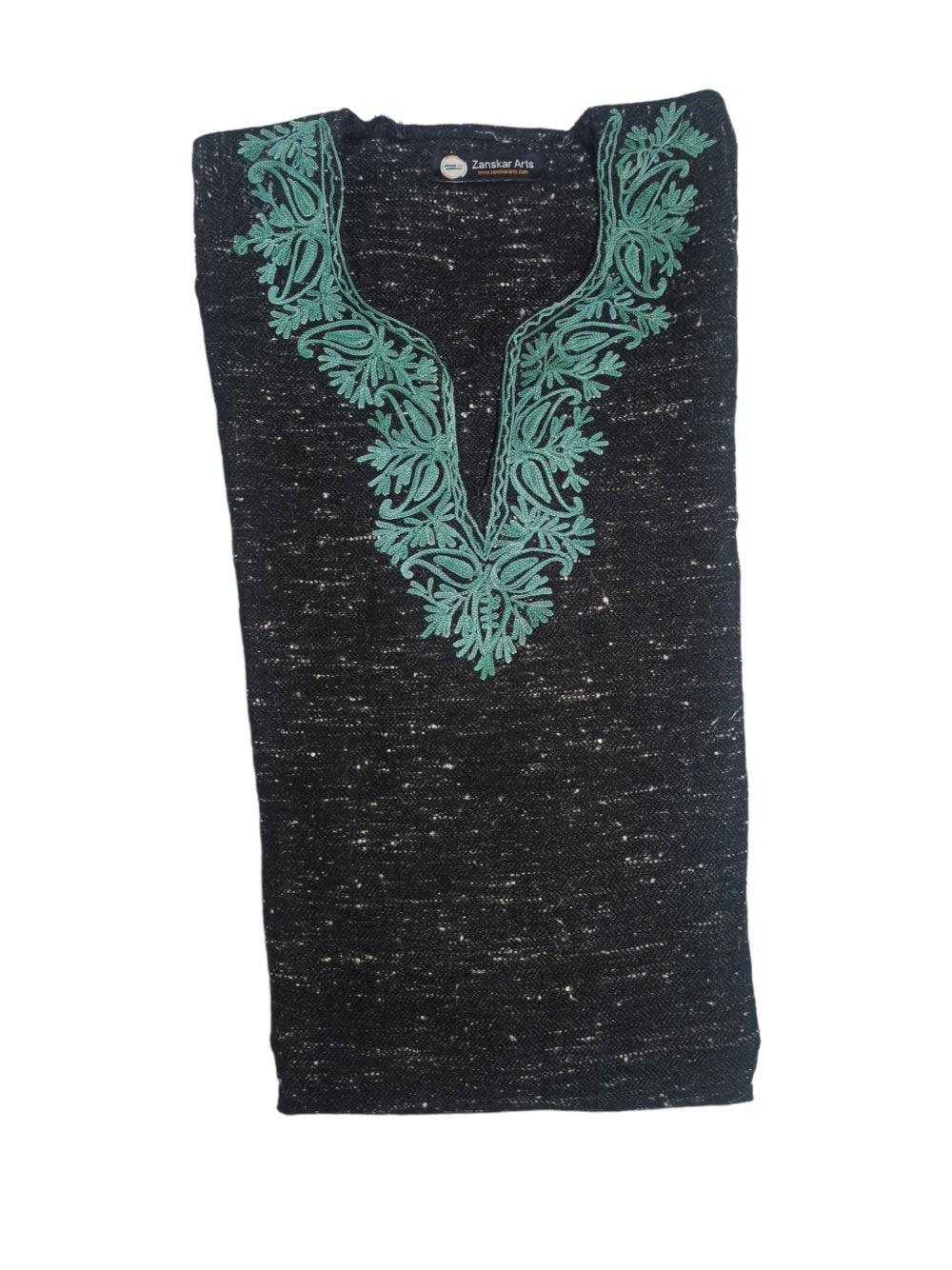 Women Yak Wool Faran | XL Natural Black | V Neck - ZANSKAR ARTS